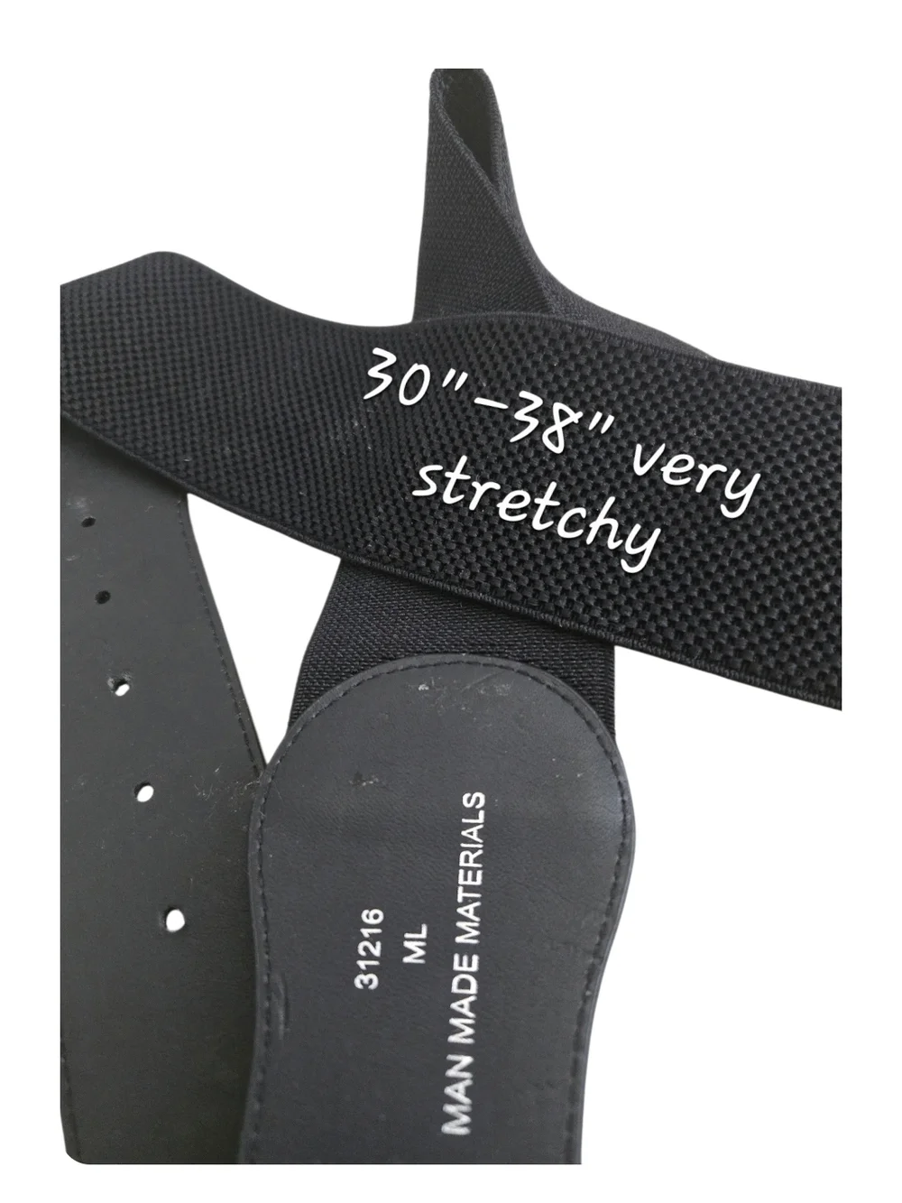 4/$15 Black Elastic Stretch Belt with Silver Buckle Women's